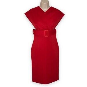 NWT Rosedress Red Scuba Open Side Cross Over Fitted Belt Dress Women Size Medium